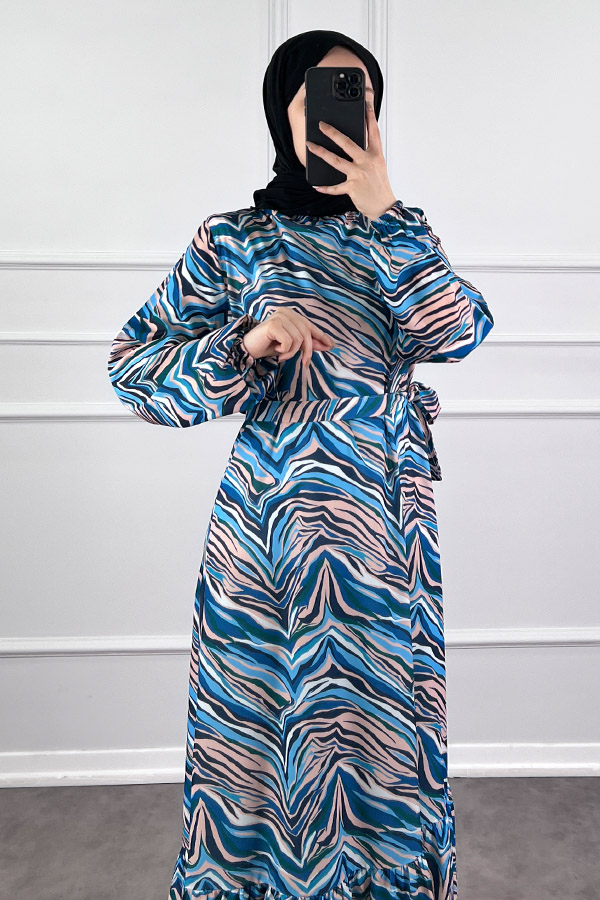 Pastel Elbise - Mavi