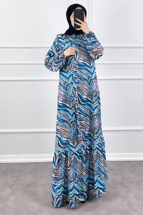 Pastel Elbise - Mavi