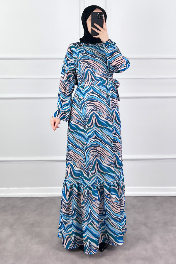 Pastel Elbise - Mavi