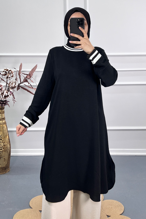 Ribanalı Tunik - Siyah