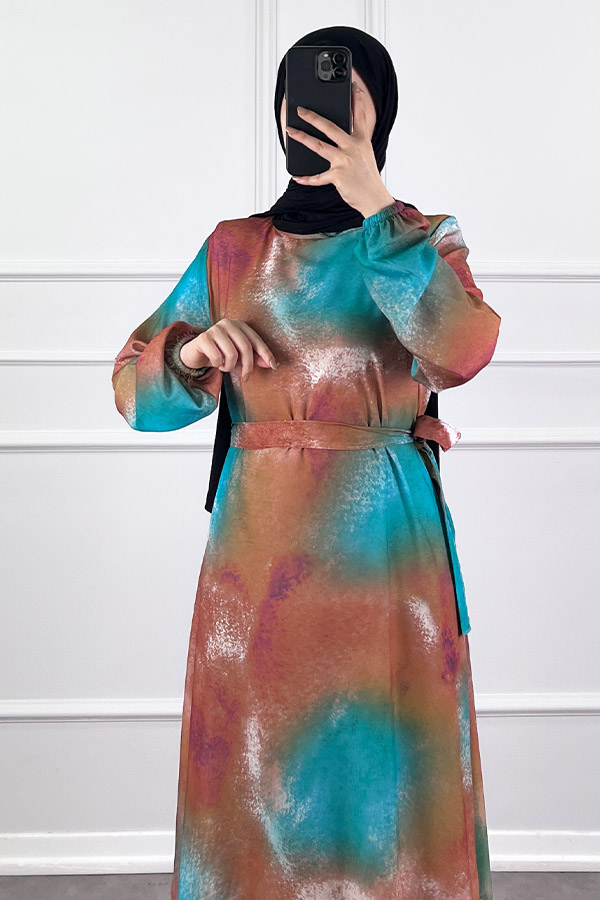 Sanatsal Elbise - Petrol Mavisi Sanatsal Elbise - Petrol Mavisi