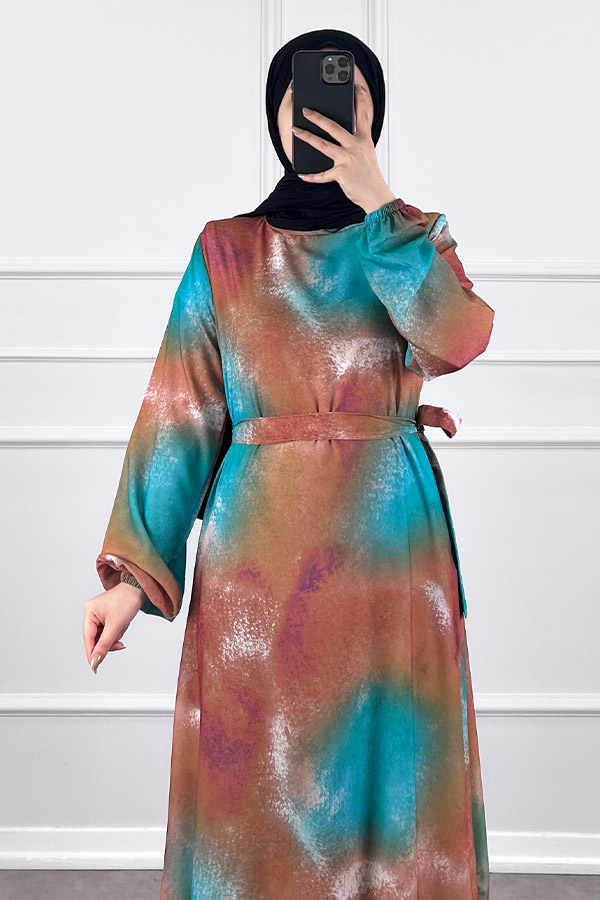 Sanatsal Elbise - Petrol Mavisi Sanatsal Elbise - Petrol Mavisi