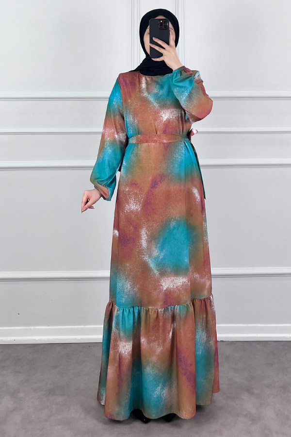 Sanatsal Elbise - Petrol Mavisi Sanatsal Elbise - Petrol Mavisi