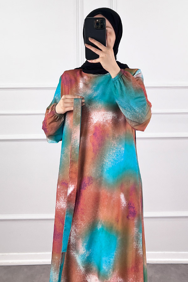 Sanatsal Elbise - Petrol Mavisi Sanatsal Elbise - Petrol Mavisi