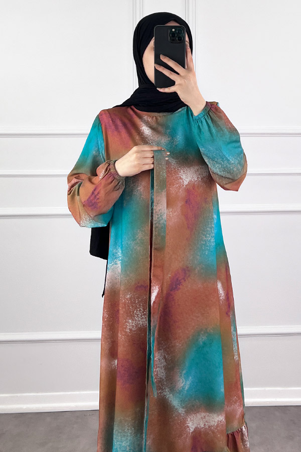 Sanatsal Elbise - Petrol Mavisi Sanatsal Elbise - Petrol Mavisi