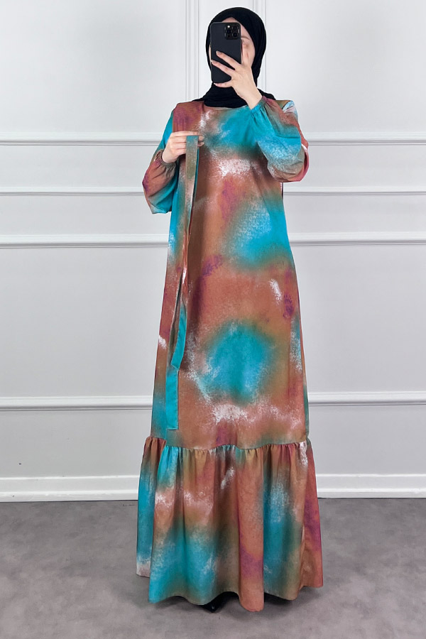 Sanatsal Elbise - Petrol Mavisi Sanatsal Elbise - Petrol Mavisi