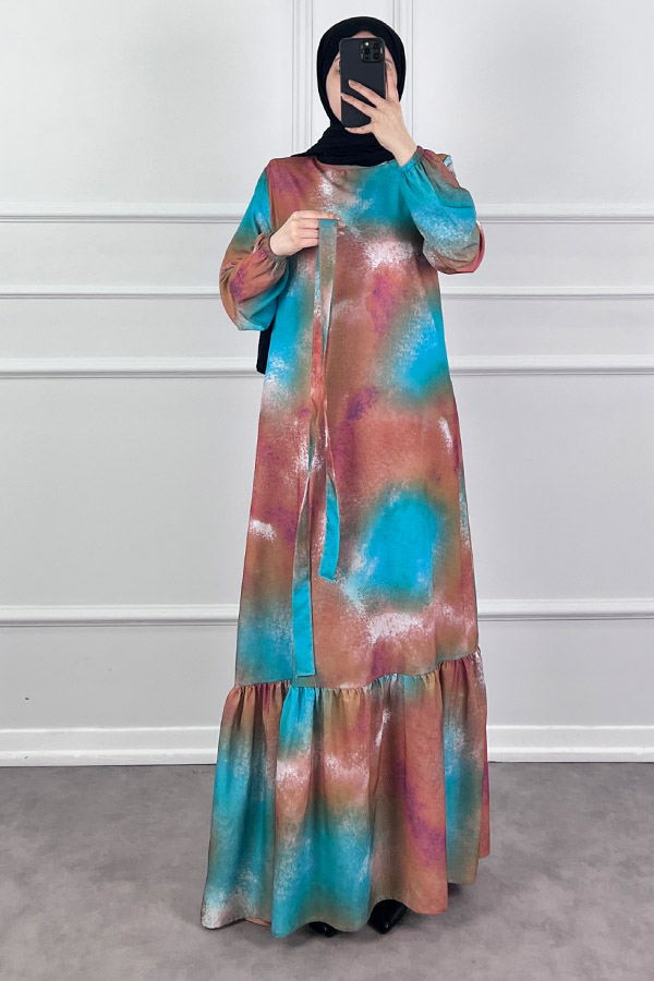 Sanatsal Elbise - Petrol Mavisi Sanatsal Elbise - Petrol Mavisi