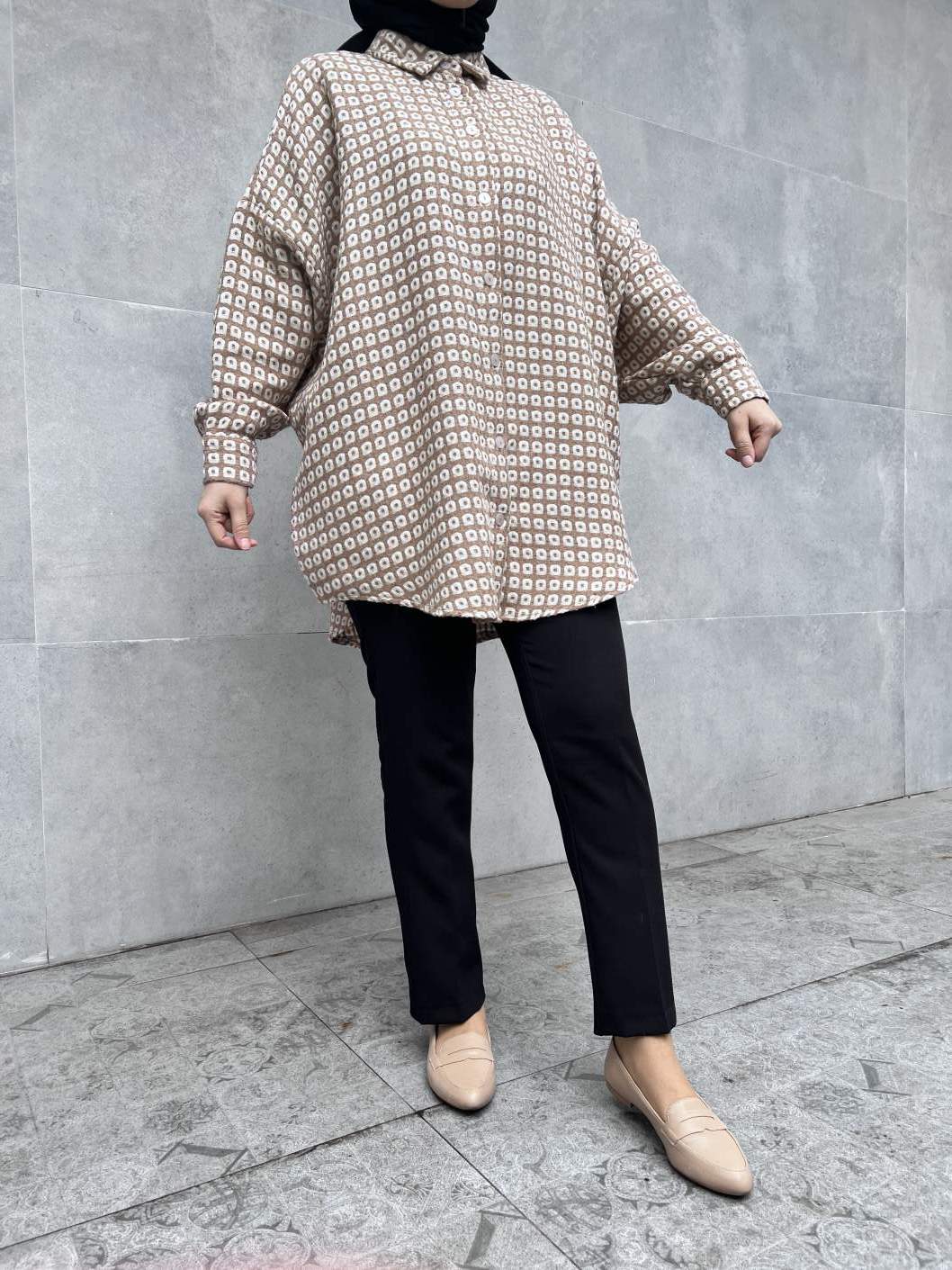 Şanel Kumaş Gömlek - Kahverengi