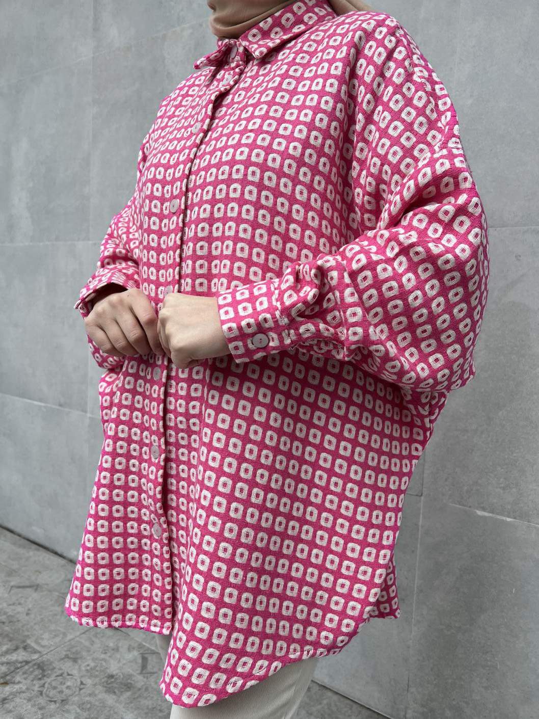 Şanel Kumaş Gömlek - Pembe Şanel Kumaş Gömlek - Pembe