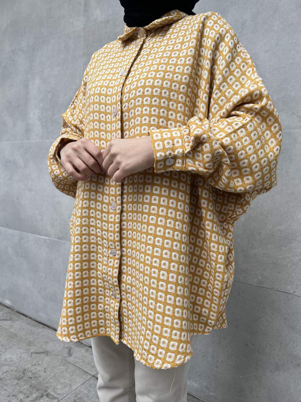 Şanel Kumaş Gömlek - Sarı