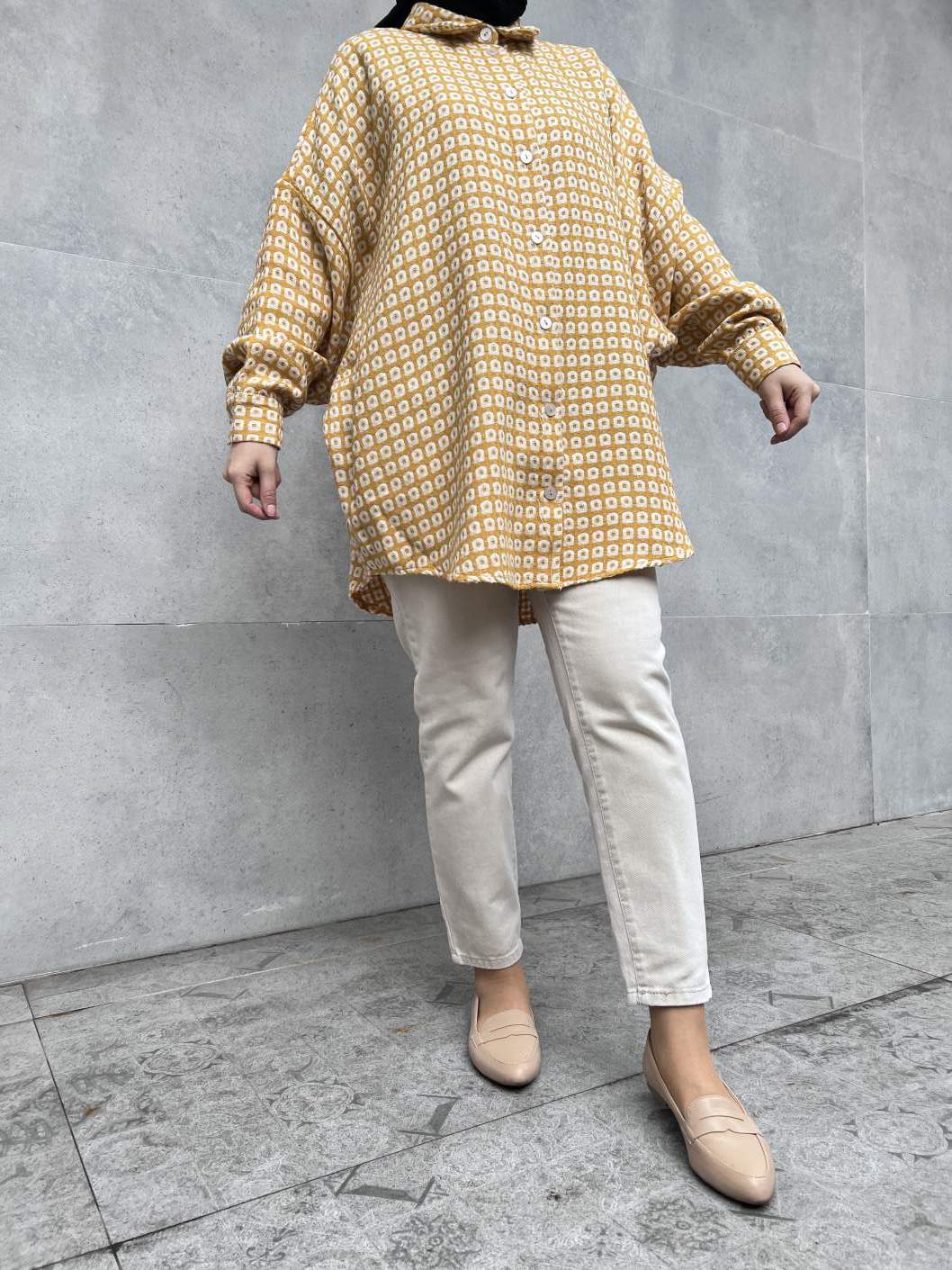 Şanel Kumaş Gömlek - Sarı