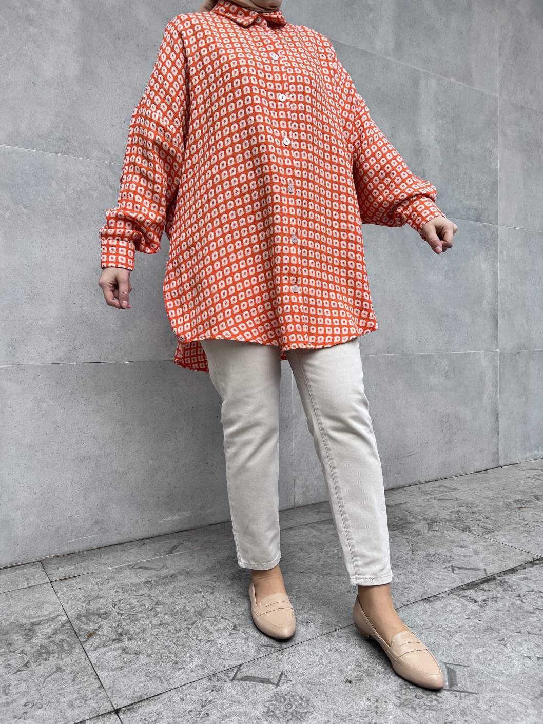 Şanel Kumaş Gömlek - Turuncu