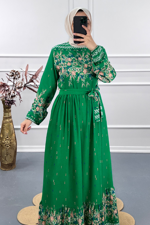 Sarmaşık Elbise - Yeşil