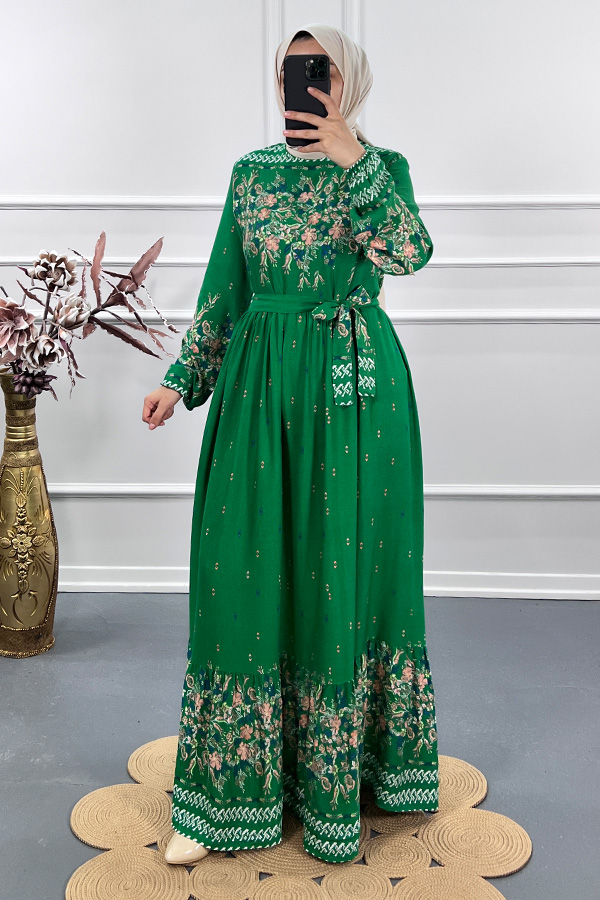 Sarmaşık Elbise - Yeşil