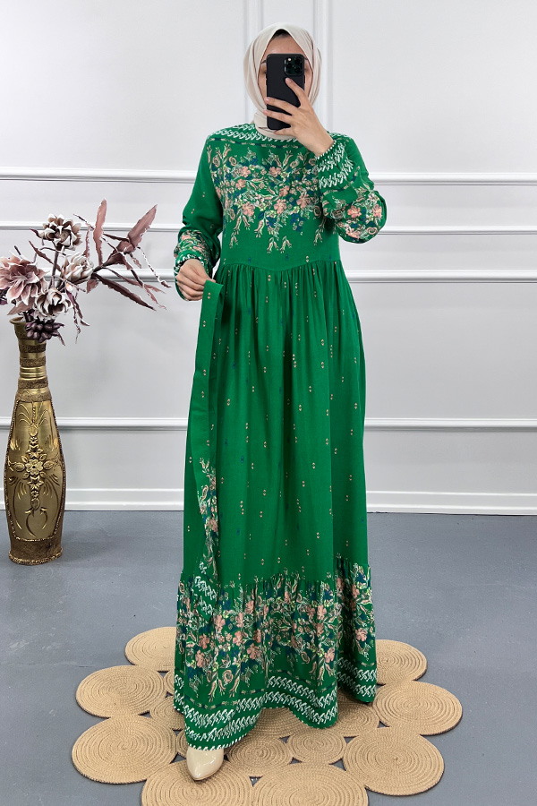 Sarmaşık Elbise - Yeşil