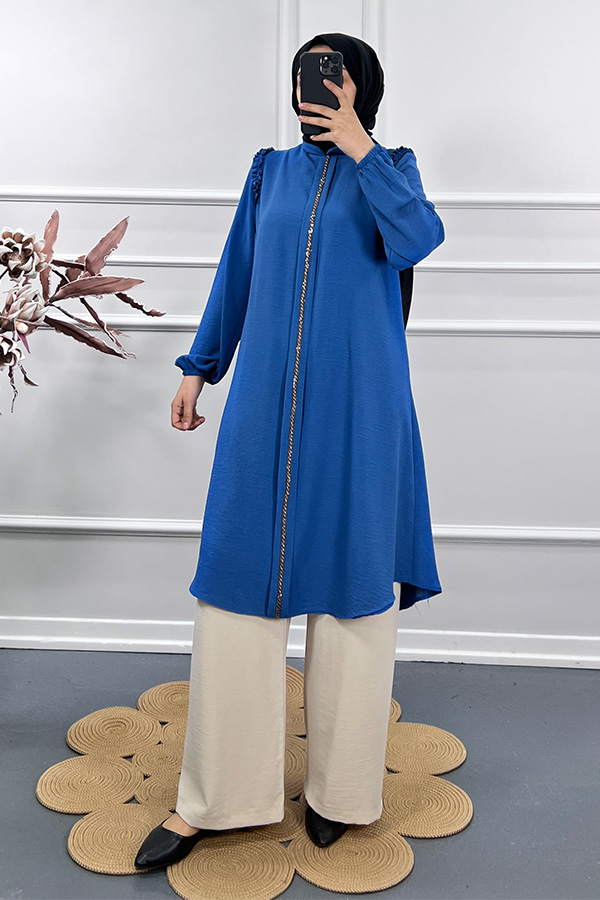 Taş Detaylı Tunik - Mavi