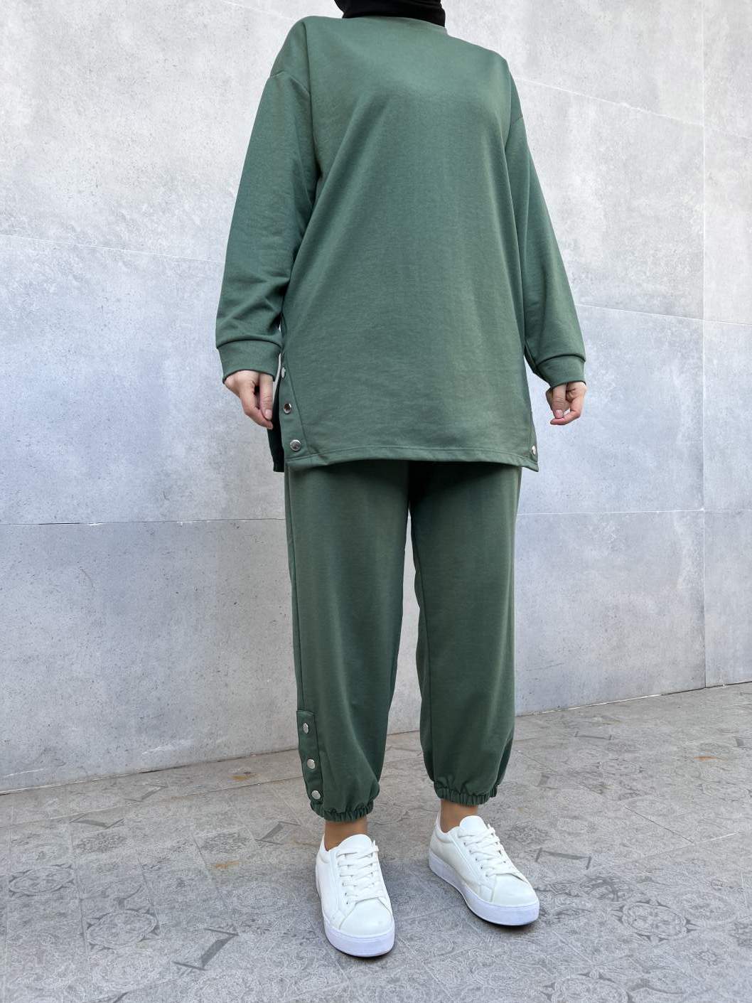 Üst ve Alt Çıtçıtlı İkili Takım - Yeşil