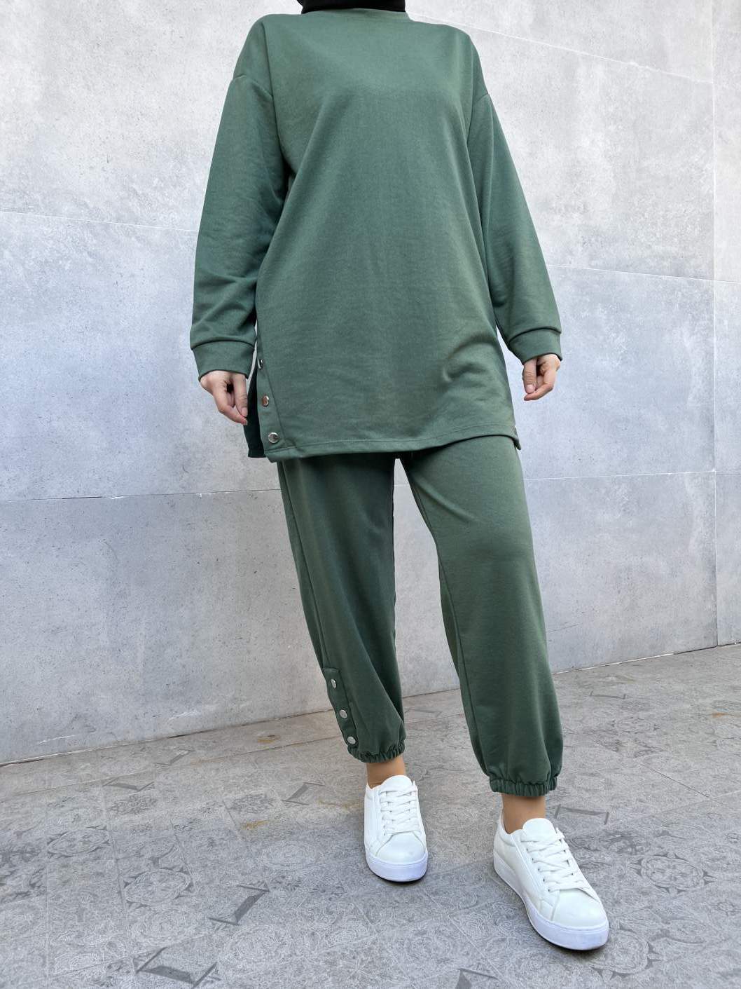 Üst ve Alt Çıtçıtlı İkili Takım - Yeşil