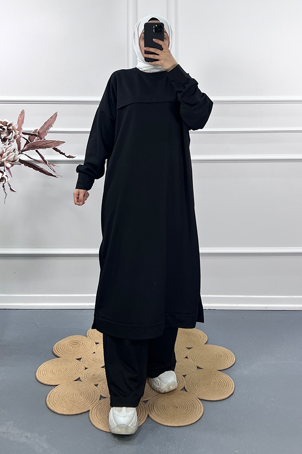 Uzun İki İplik Takım - Siyah