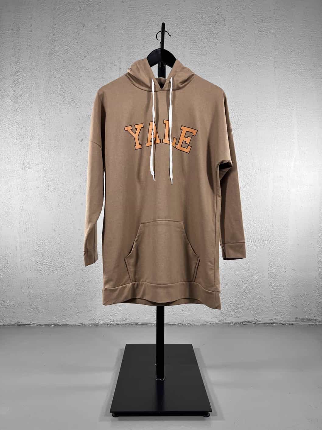 Yale Baskılı Kapüşonlu Sweatshirt - Kahverengi