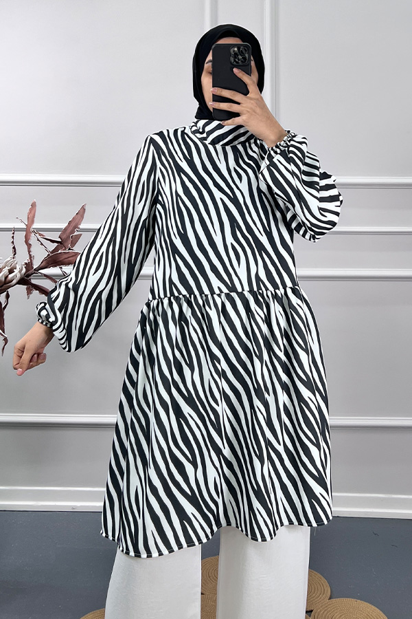 Zebra Desen İkili Takım - Siyah