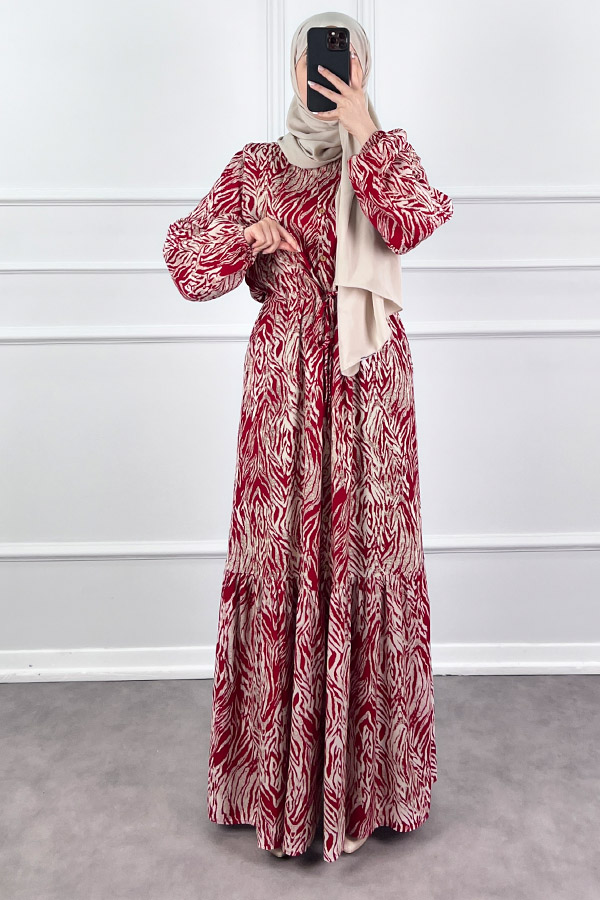 Zebra Elbise - Kırmızı