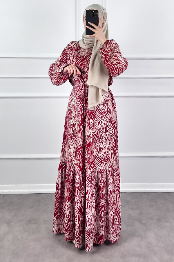Zebra Elbise - Kırmızı