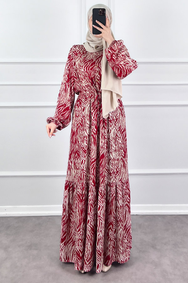 Zebra Elbise - Kırmızı