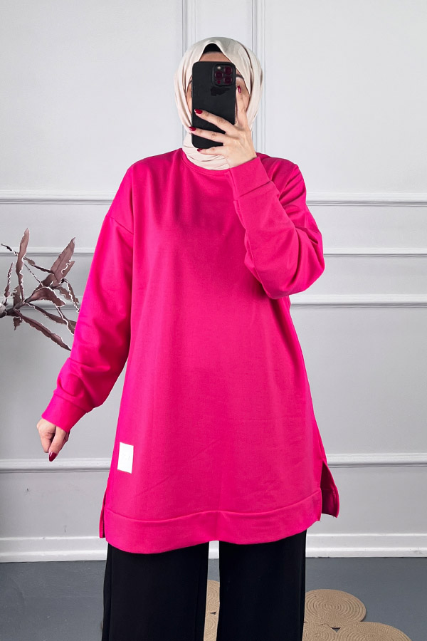 Armalı İki İplik Tunik - Pembe