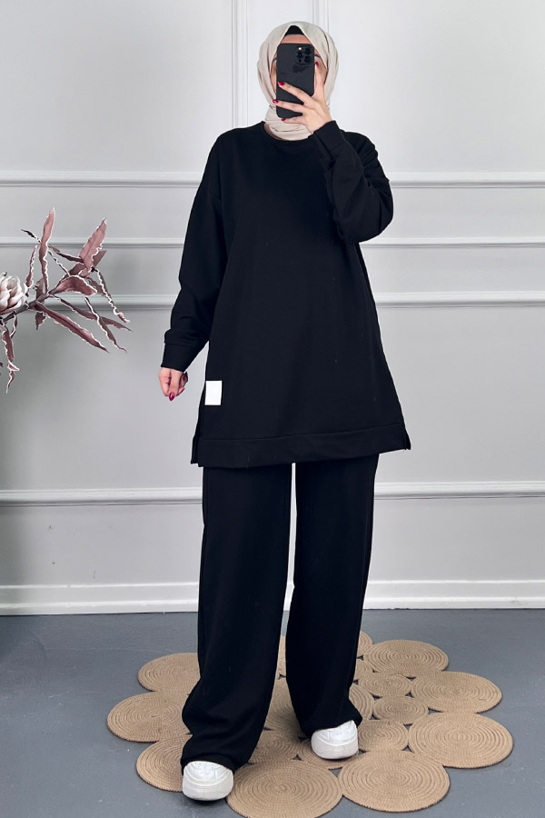 Armalı İki İplik Tunik - Siyah