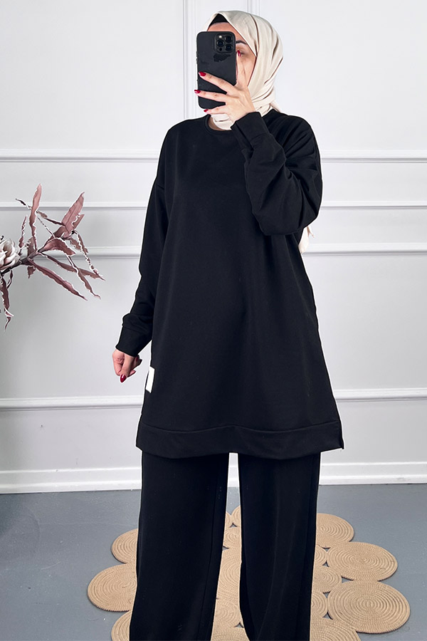Armalı İki İplik Tunik - Siyah