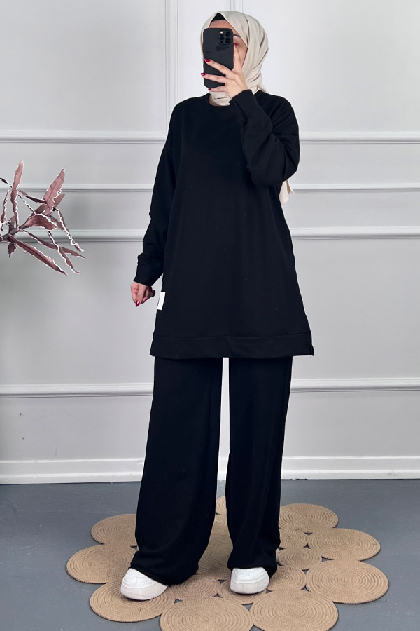 Armalı İki İplik Tunik - Siyah