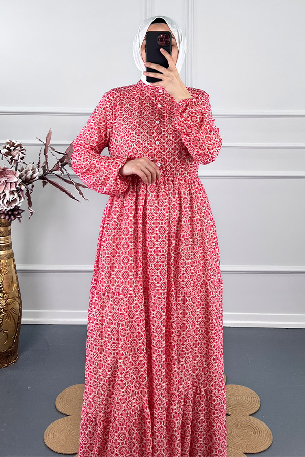 Astarlı Penye Elbise - Kırmızı