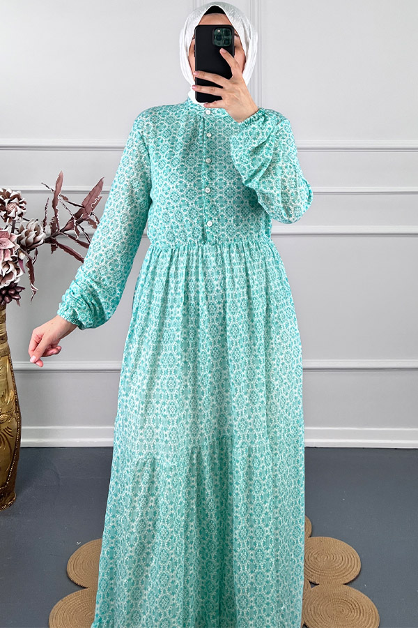 Astarlı Penye Elbise - Su Yeşili Astarlı Penye Elbise - Su Yeşili