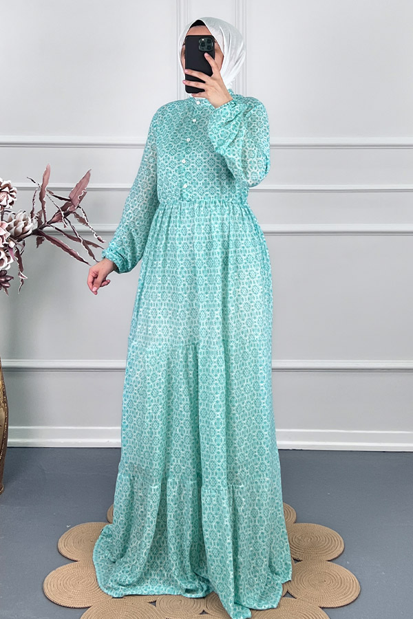 Astarlı Penye Elbise - Su Yeşili Astarlı Penye Elbise - Su Yeşili