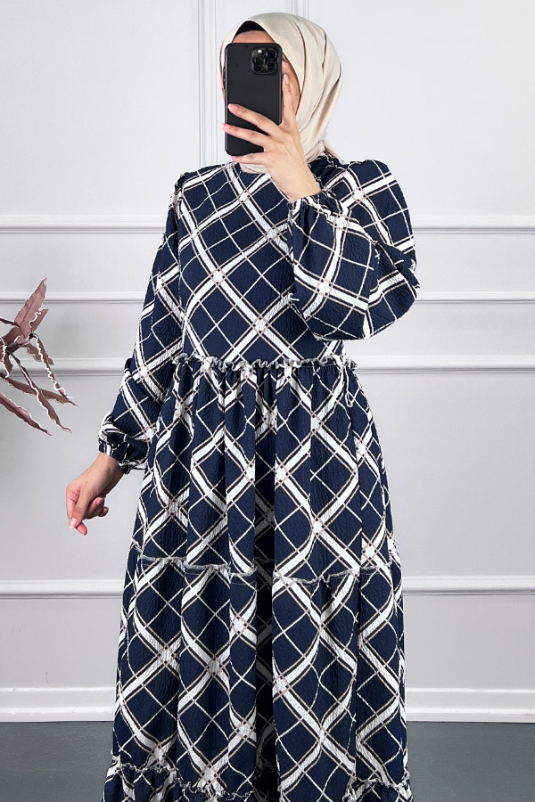 Baklava Desenli Elbise