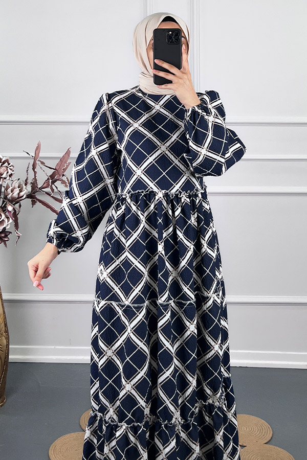 Baklava Desenli Elbise