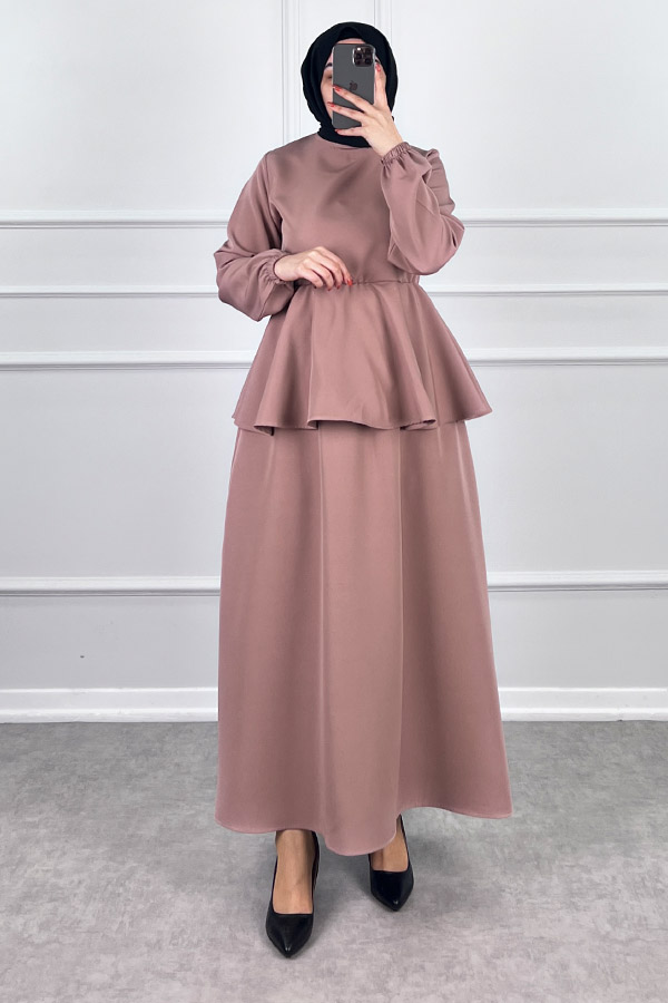 Beli Lastikli Etekli Takım - Pudra Beli Lastikli Etekli Takım - Pudra