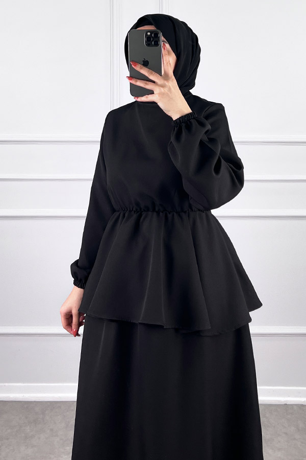 Beli Lastikli Etekli Takım - Siyah