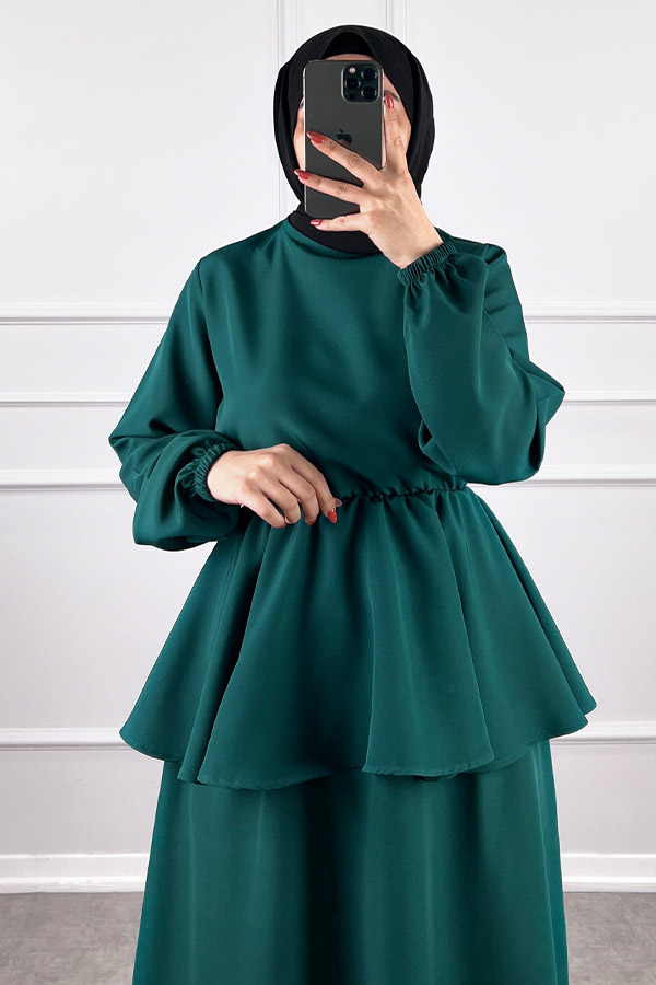 Beli Lastikli Etekli Takım - Zümrüt Yeşili