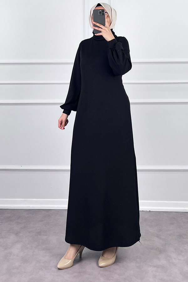 Boğazlı Elbise - Siyah