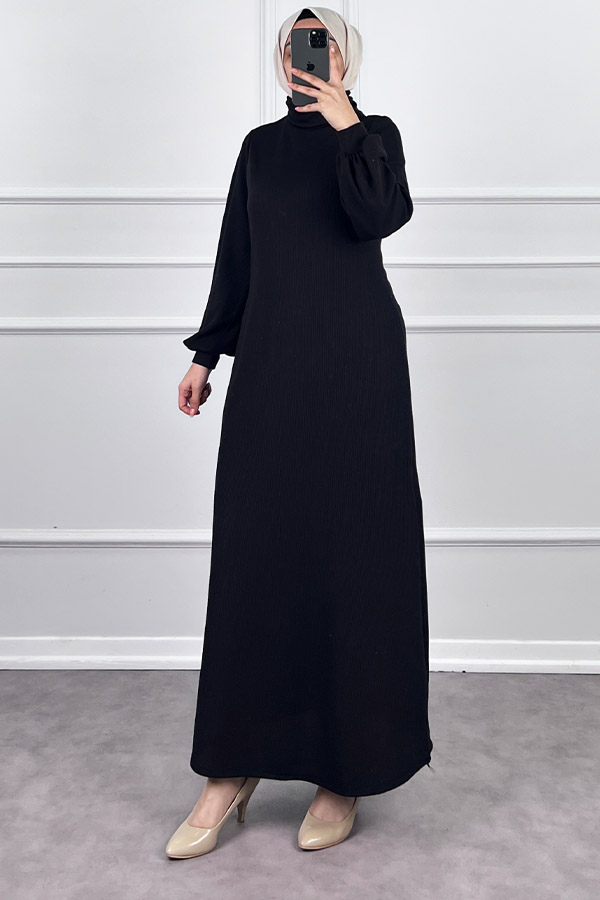 Boğazlı Elbise - Siyah