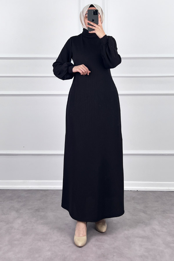 Boğazlı Elbise - Siyah
