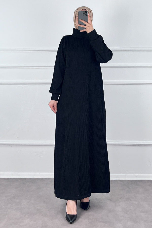 Boğazlı Scuba Kumaş Elbise - Siyah Boğazlı Scuba Kumaş Elbise - Siyah