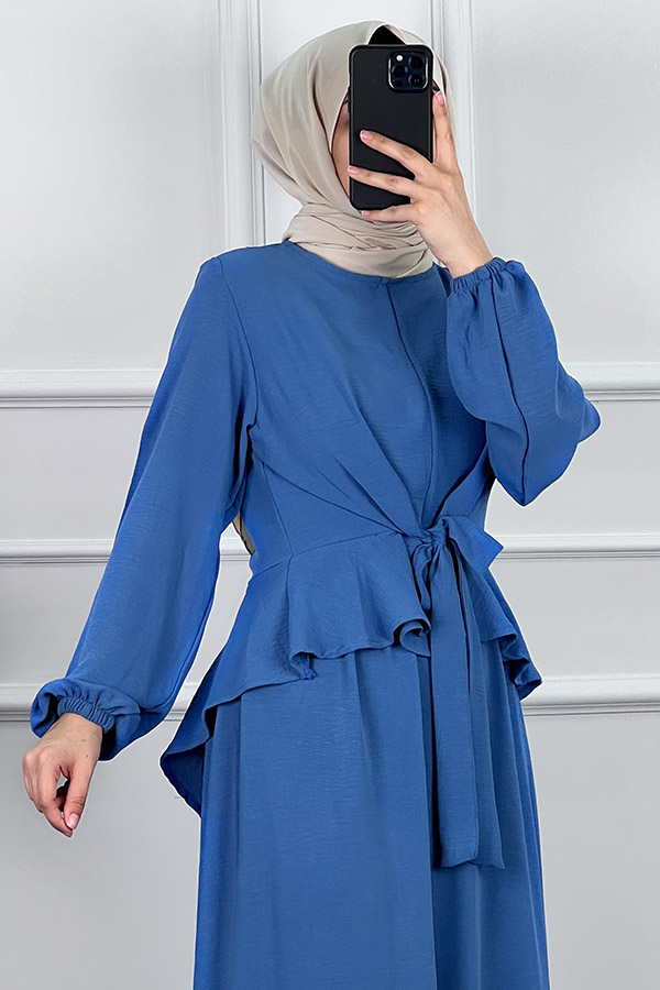 Çapraz Bağlamalı Etekli Takım - Mavi