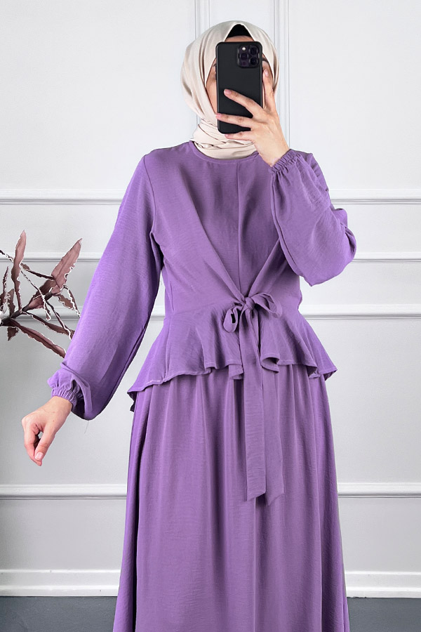 Çapraz Bağlamalı Etekli Takım - Mor