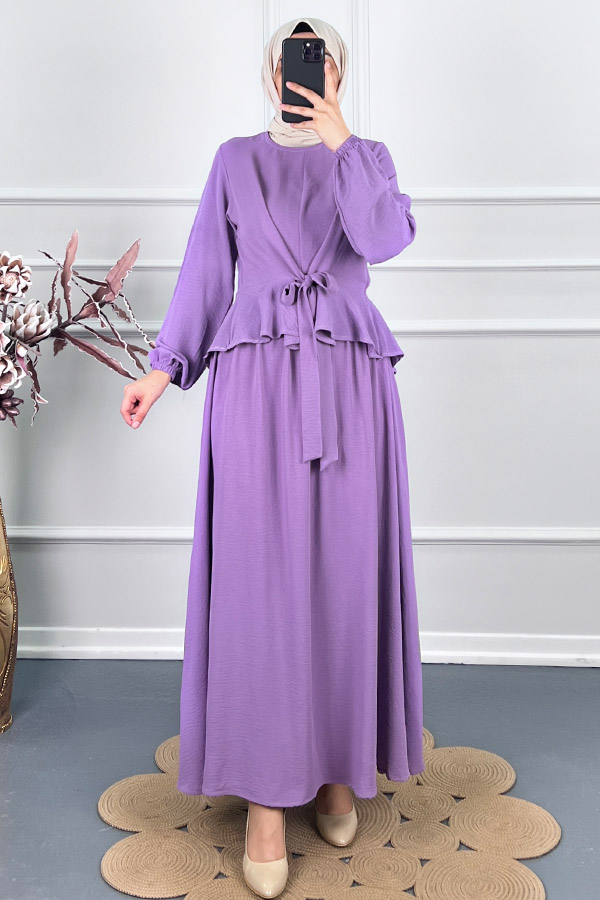 Çapraz Bağlamalı Etekli Takım - Mor