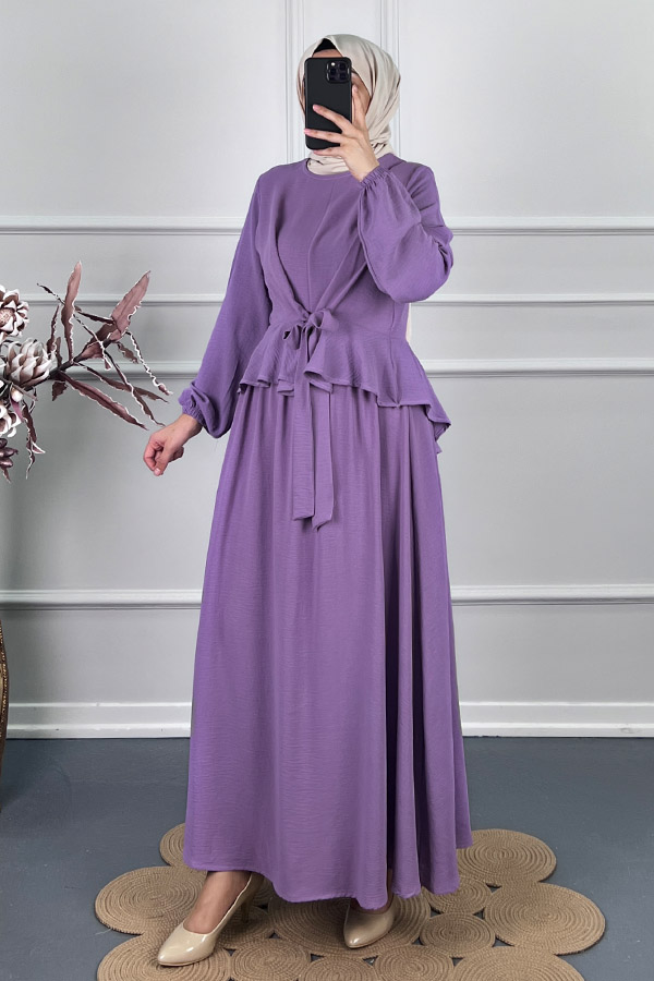 Çapraz Bağlamalı Etekli Takım - Mor