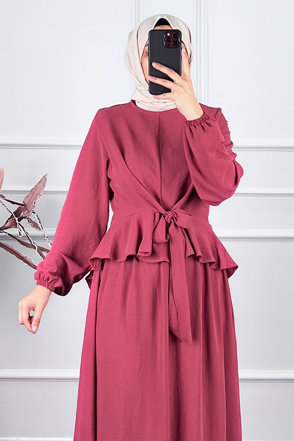 Çapraz Bağlamalı Etekli Takım - Pembe