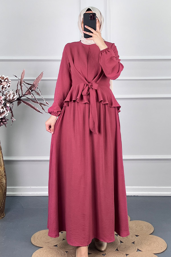 Çapraz Bağlamalı Etekli Takım - Pembe